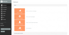 phpList 3.3.1 Dashboard