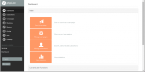 phpList 3.3.0 Dashboard