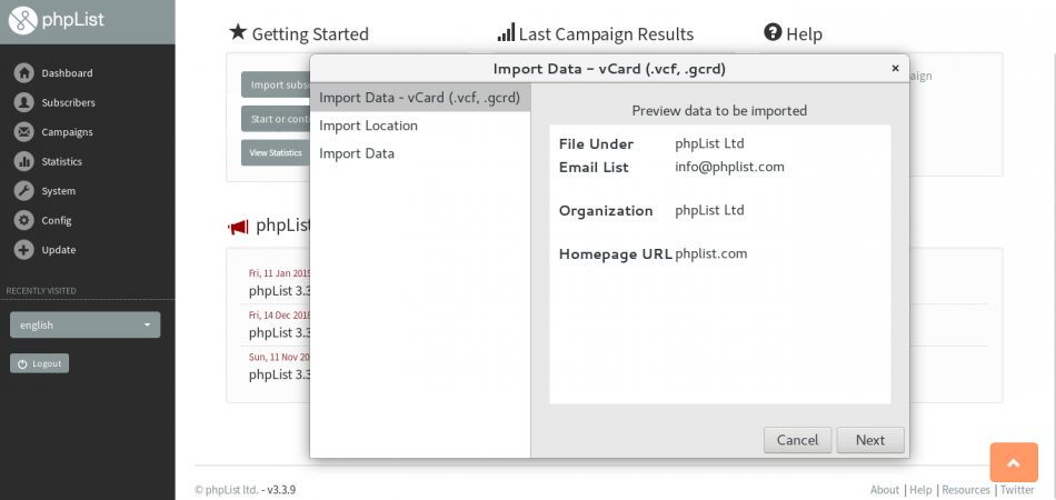 Screenshot of adding the email campaign sender to a subscriber's address book